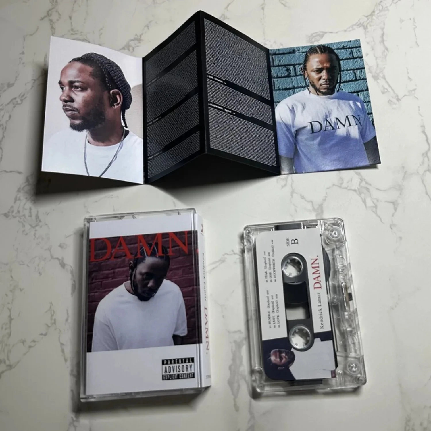 Contemporary Narrative Hip Hop Studio Album, Red Brick Wall Background Portrait Cover Vintage Collectible Audio Cassette Tape - view 3