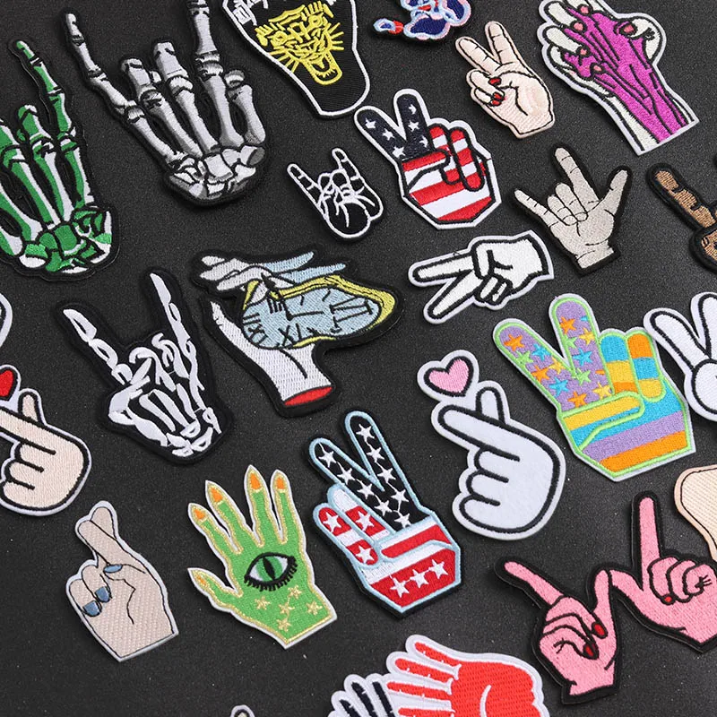 Punk Skeleton Hand Patch Embroidery Applique Ironing Sewing Supplies Decorative Badges For Clothing Accessories