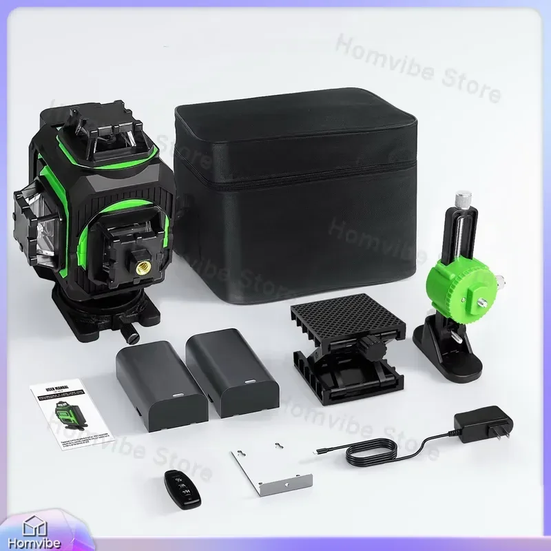16-Line Green Laser Level with 360° Horizontal and Vertical Automatic Rotation for Construction DIY Home Improvement