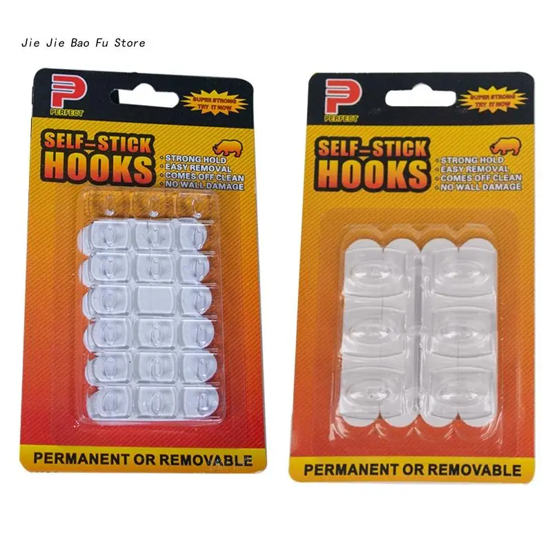1 Set Damage-Free Waterproof Clear Wall Hooks with Self-Adhesive Strips Mini String Lights Garland Hanger Clip Organizer