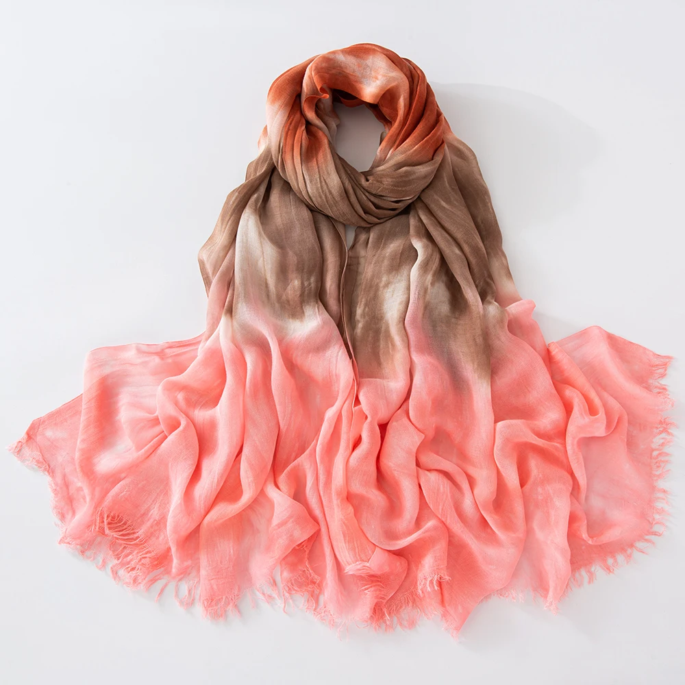 

Fashion Tie Dye Scarf Ombre Print Design Cotton Viscose Soft Hijab New Headscarf Turban Solid Color Fashion Women Scarves