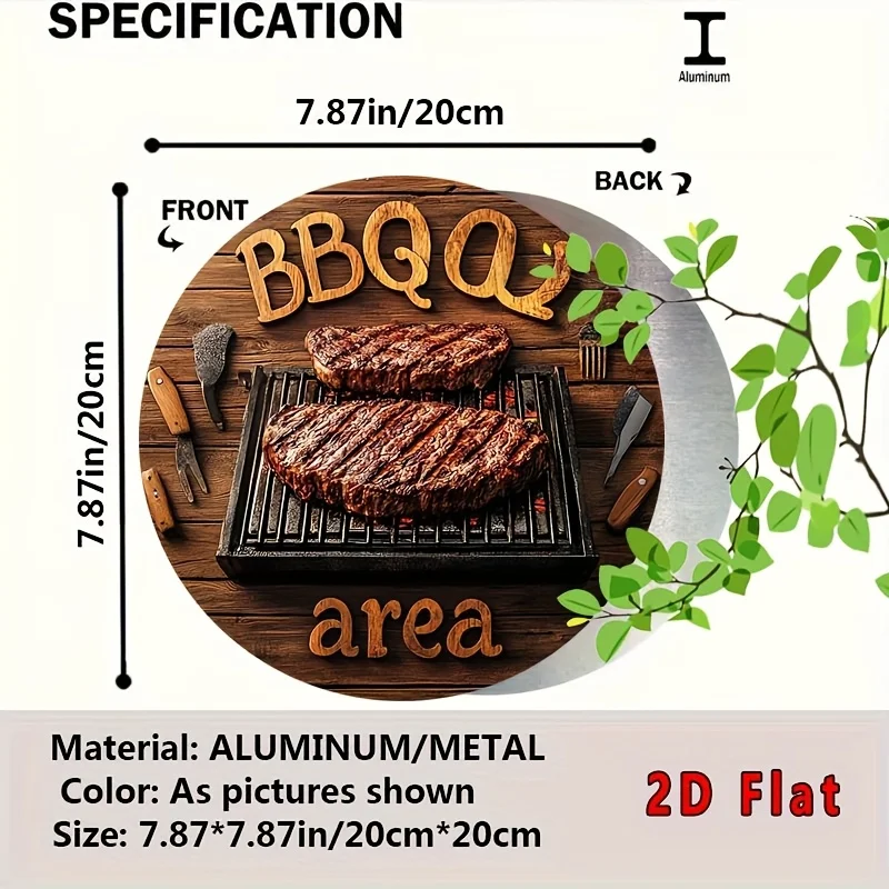 2D Flat, Round Metal Grill Area Sign - 