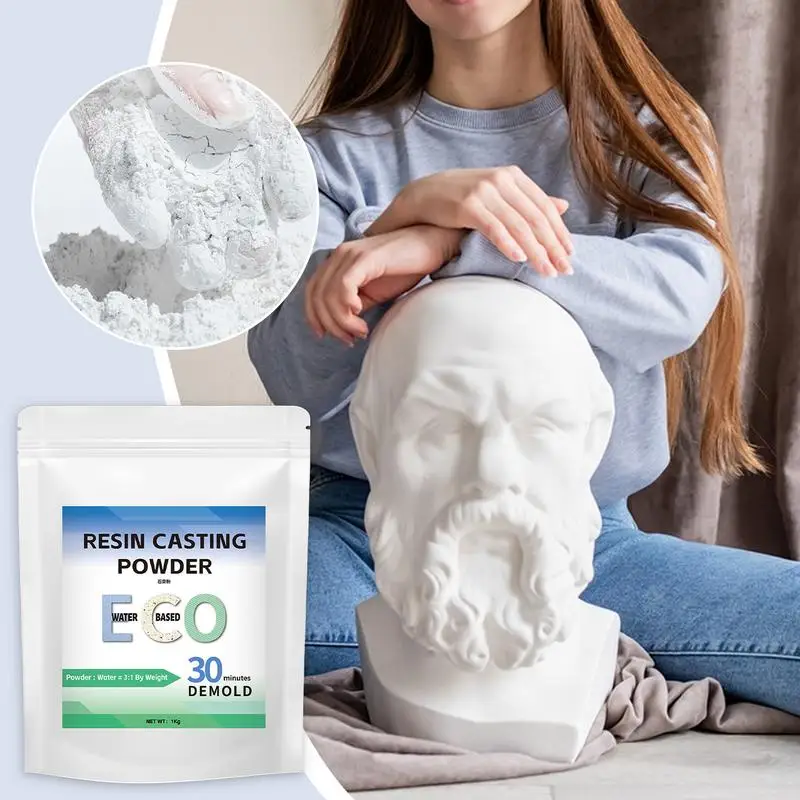 Molding Powder Water-Based Casting Powder 1000G Eco Resin Casting Powder Fast Cured Plaster Compound 20-30 Minutes Demold For