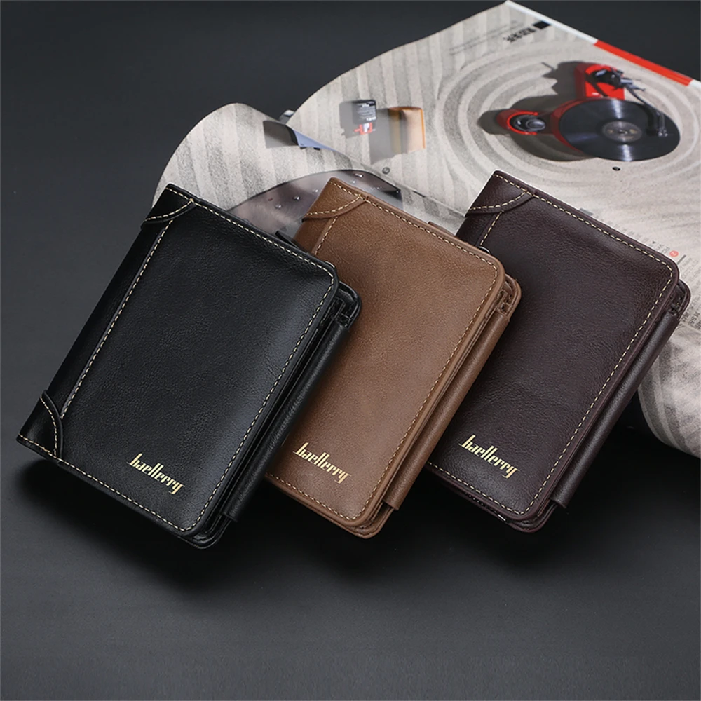 New PU Leather Men Wallets High Quality Zipper Short Desigh Card Holder Male Purse Vintage Coin Holder Men Wallets