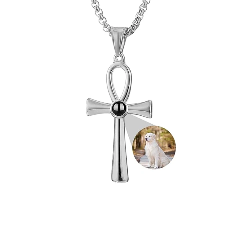 Projektions-Halskette mit Personalisiertem Foto & Text, Individuelles Foto-Kreuz-Anhänger, Erinnerungsschmuck für Frauen – Detail 14