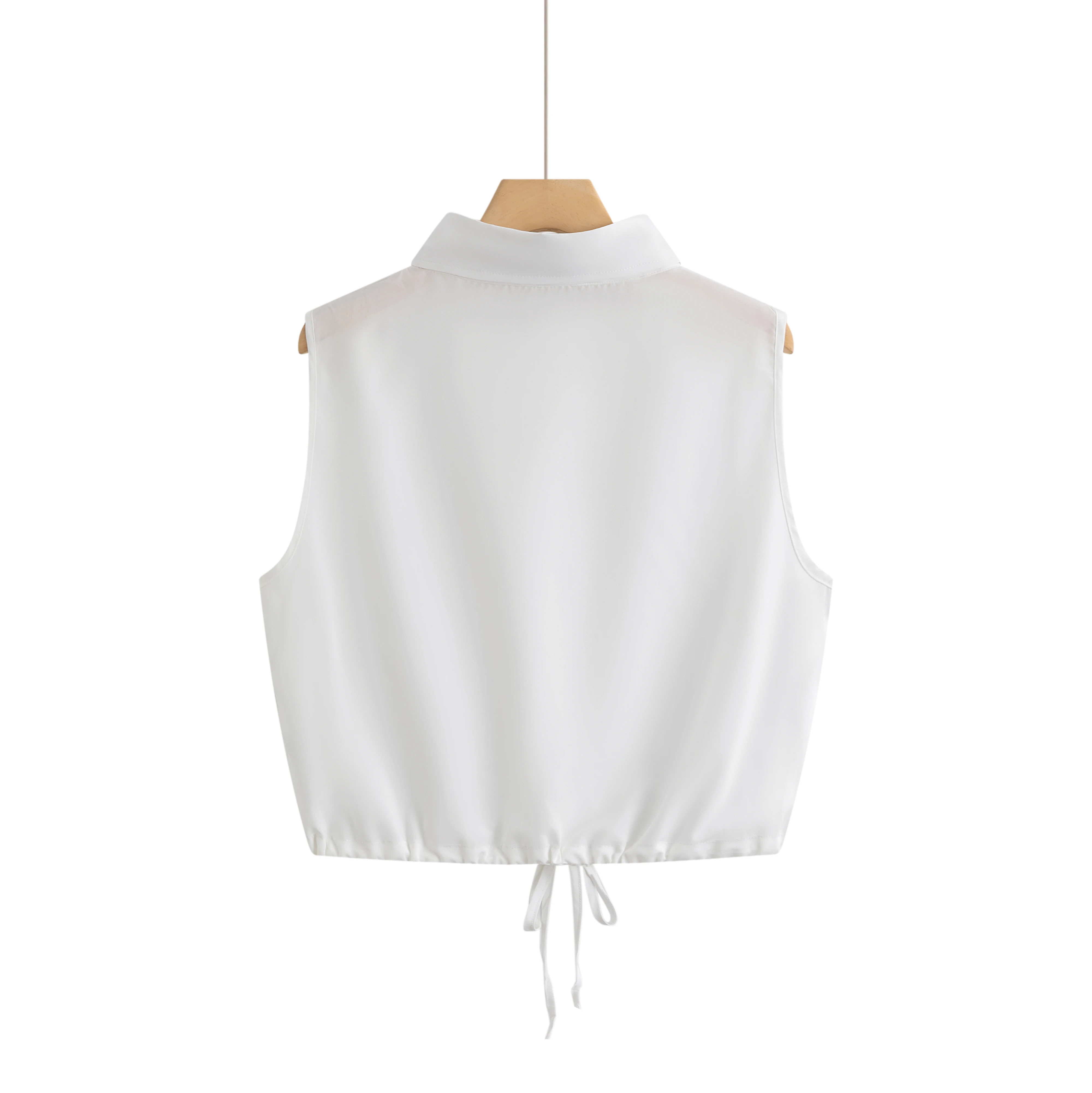 Manufacturer Wholesale High Quality Women White Sleeveless Shirt for Daily Wear in Summer