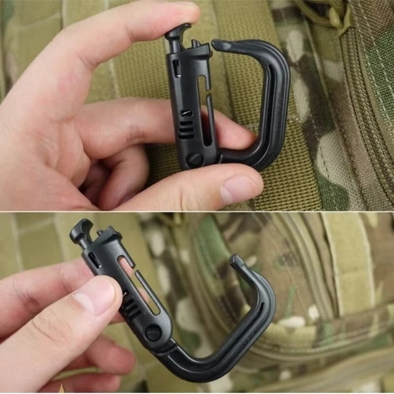 DIZETION 1PCS D-Ring Grimlock Multipurpose Locking Carabiner Clips Hanging Hook Backpack Buckle Attach Snap Lock Camp Keychain