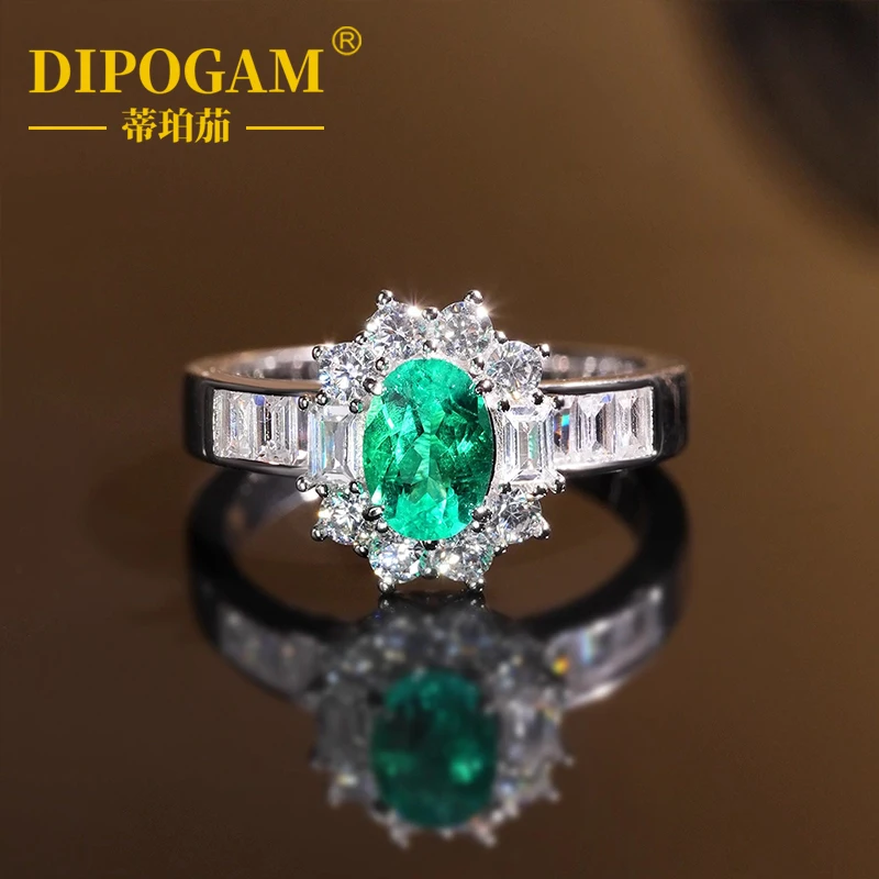 

Кольцо DIPOGAM из чистого серебра S925 с выращенным изумрудом, роскошное женское персонализированное кольцо цвета колумбийского дерева