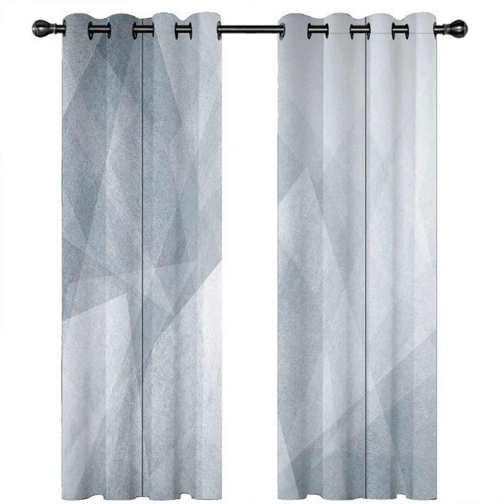 

HUANZHUANG Curtains For Bedroom Abstract Geometric Grey Printed Curtains For Kids Boys, Blackout Eyelet Curtains Pattern Thermal