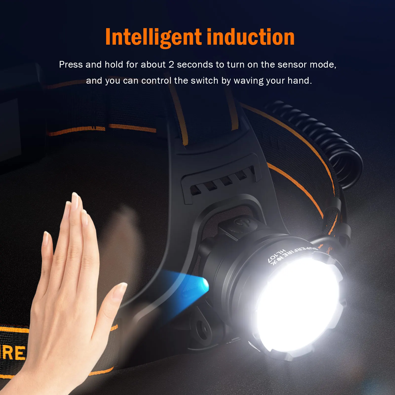 2025 SUPERFIRE HL107 Powerful Headlamp 7 LED Headlight Rechargeable Head Flashlight 18650 Battery Sensor Fishing Camping Light - Image 6