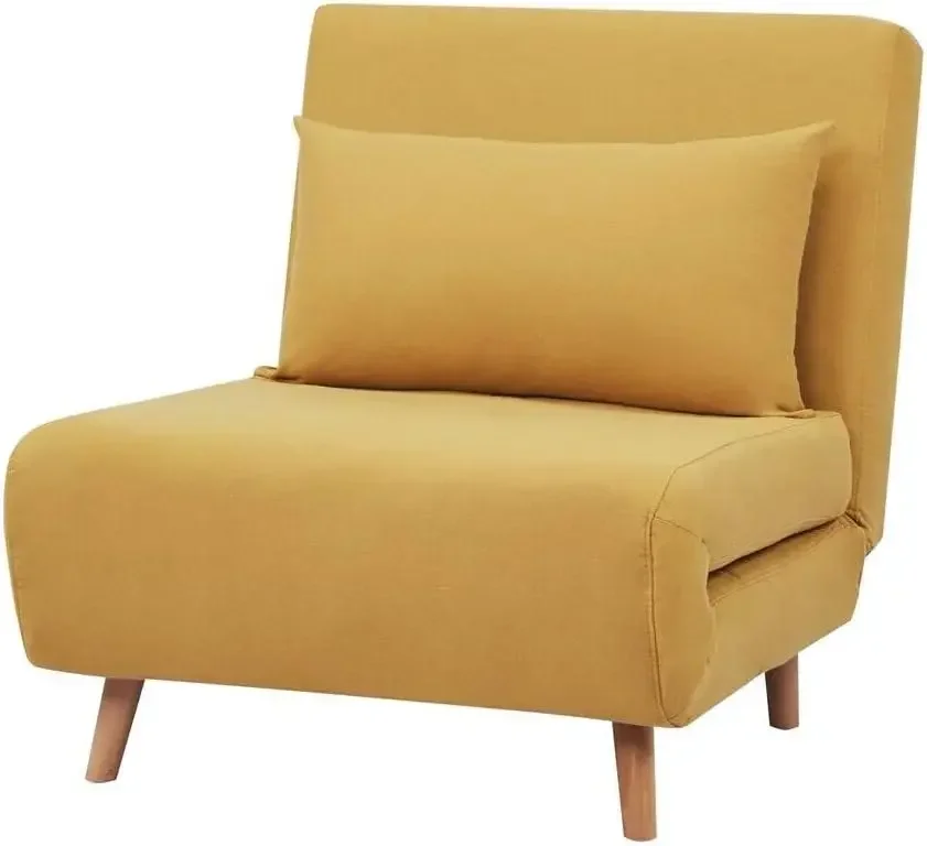 Furniture supplies GIA Tri-Fold Convertible Polyester Sofa Bed Chair with Removable Pillow and Legs, Yellow