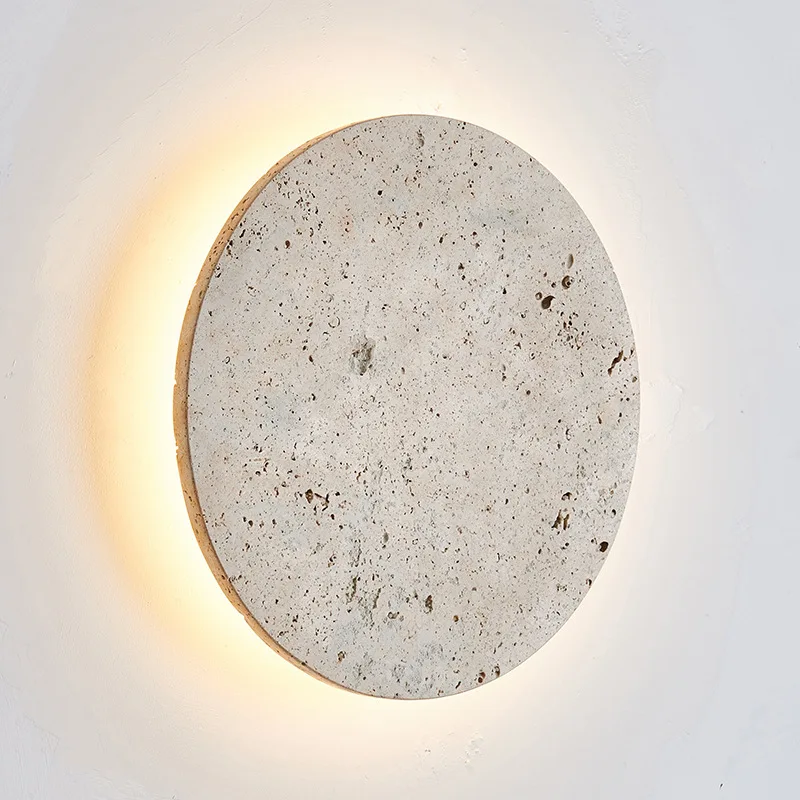 Natural Stone Decoration Wall Lamp Vintage Round Shape Interior LED Wall Lights Bedroom Bedside Sconce Home Lighting Wandlamp