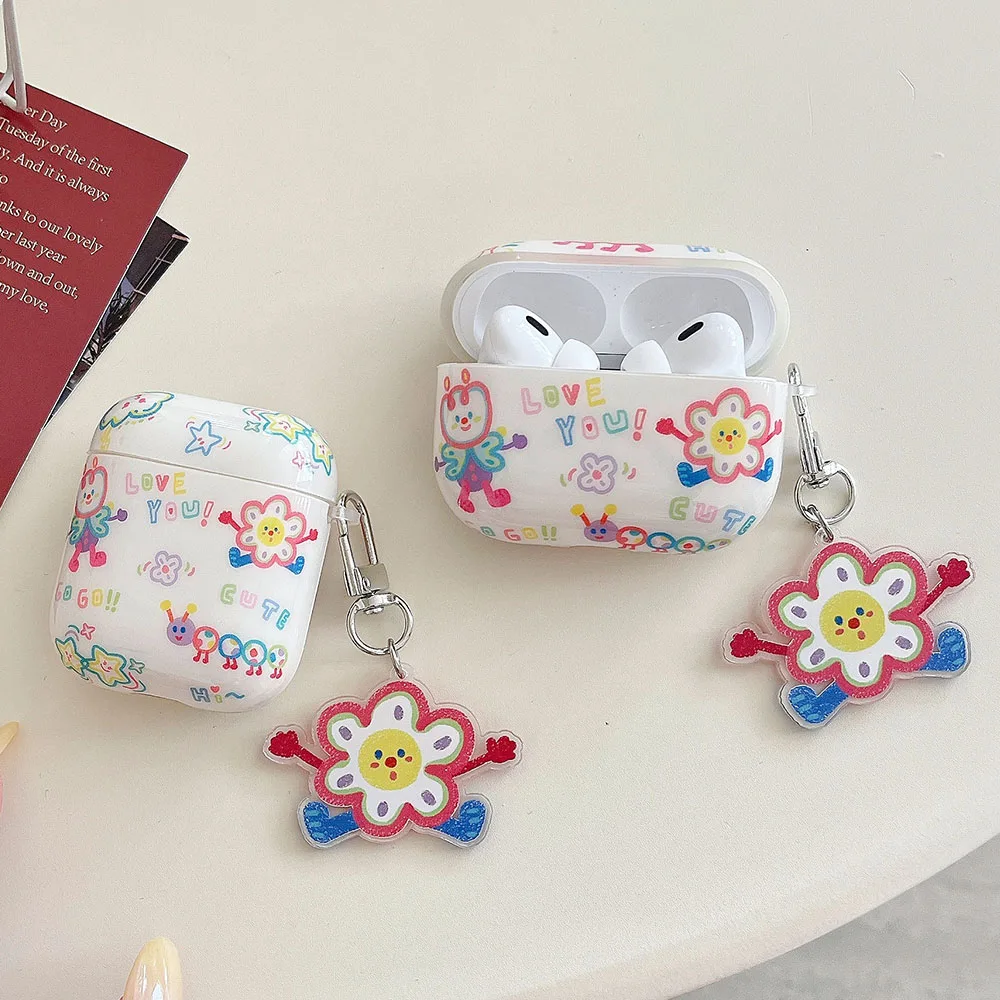 Korea Lovely Sunflower Oil Painting Soft Earphone Case For AirPods 2 3 Pro 2 Fashion Bluetooth Headset Silicone Protection Cover