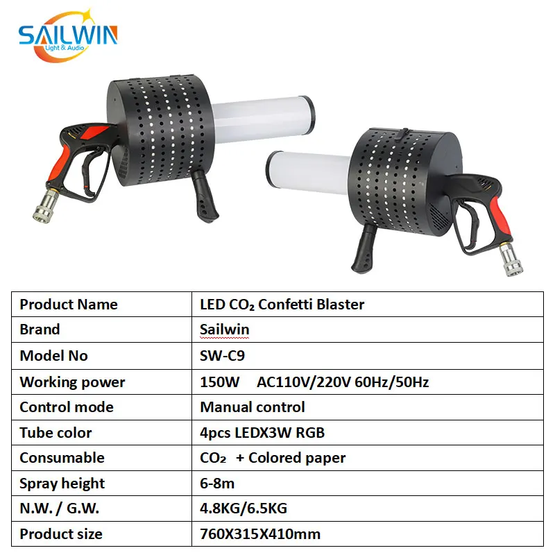 Sailwin-Machine à Confettis 4x3W RGB, Full Document LED, CO2 Gun, Fog Machine, Pyro Jet Confett Bl84, Wedding Event Interdit