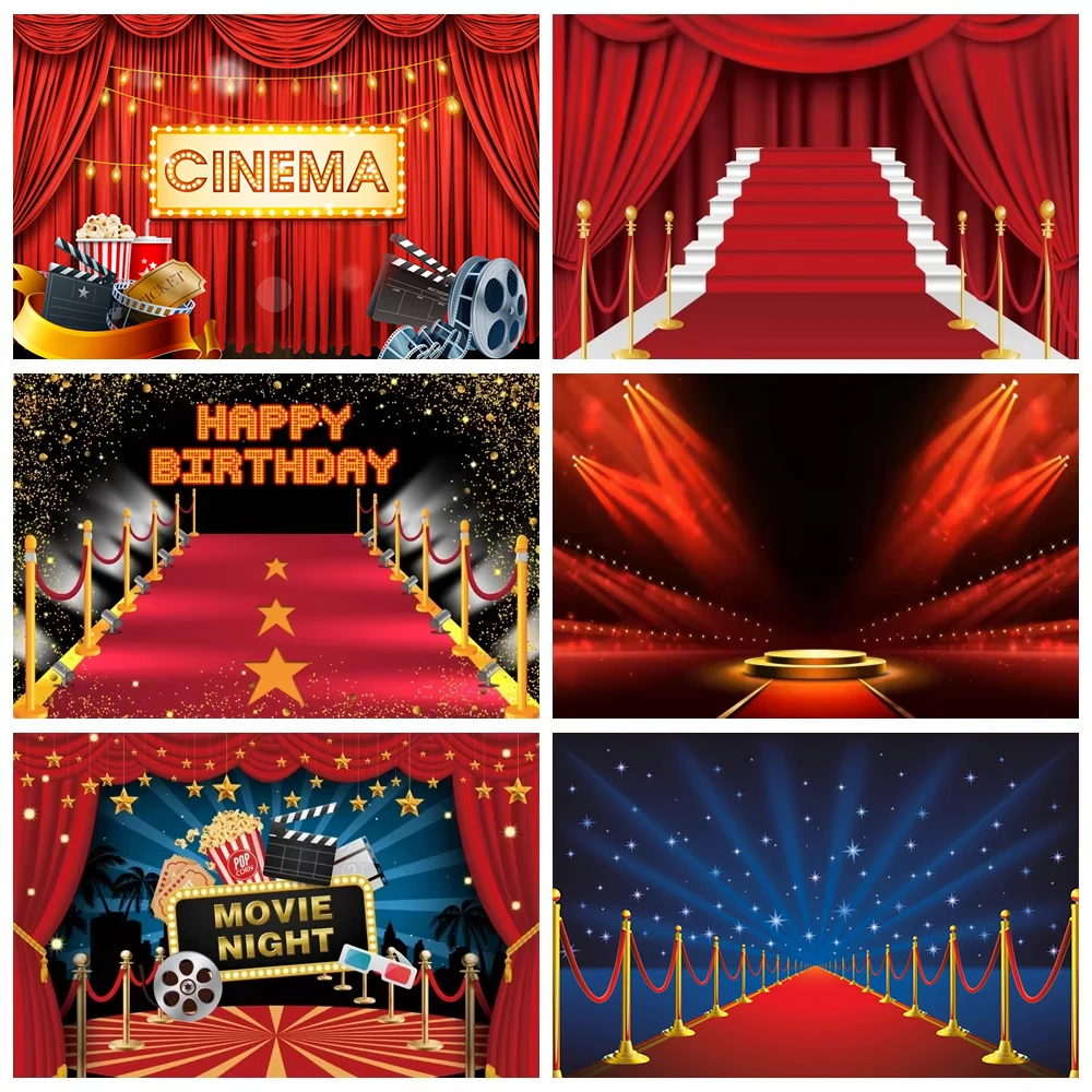 

Movie Theme VIP Red Carpet Event Backdrop Black Gold Baby Shower Graduate Birthday Party Cinema Show Ceremony Background Decor