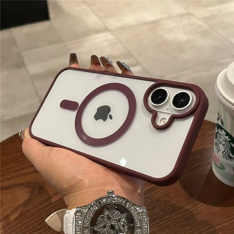 Luxury For Magsafe Transparent Case For iPhone 18 12 13 14 15 16 17 Pro Max Mini Plus Magnetic Wireless Charge Bumper Case Cover