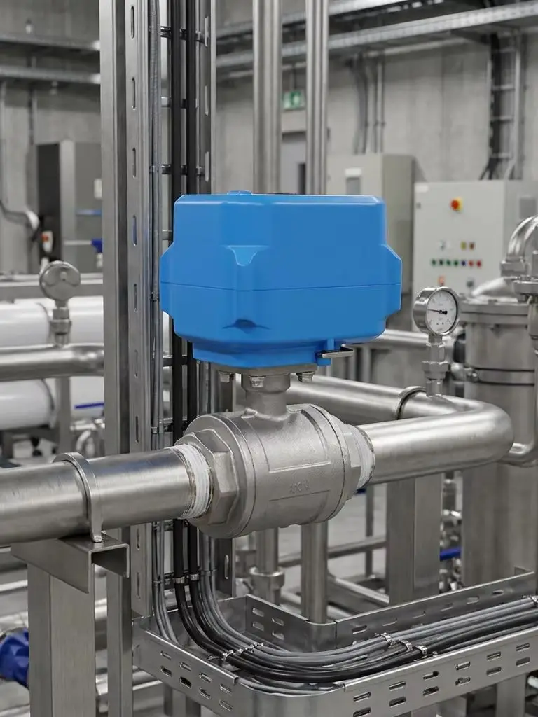 Industrial Quality IP65 Blue Version Electric 304 Stainless Steel Threaded Ball Valve AC220V Power-Fail Reset Type