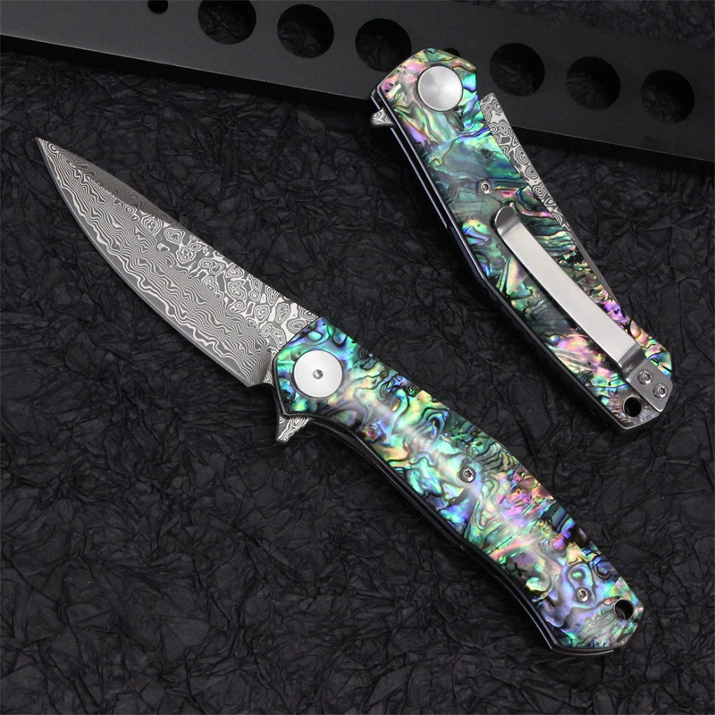 Kesiwo GT4020 EDC Folding Knife Vg10 Core Damascus Blade Resin Handle Flipper Open Utility Outdoor Camping Hunt Survival Knives