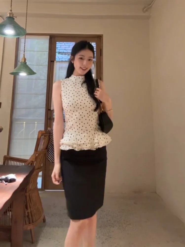 2026 New Minimalist Commuter Style High Waist Straight Cut Midi Skirt Slimming Drapey Black Half-length Wraparound Skirt