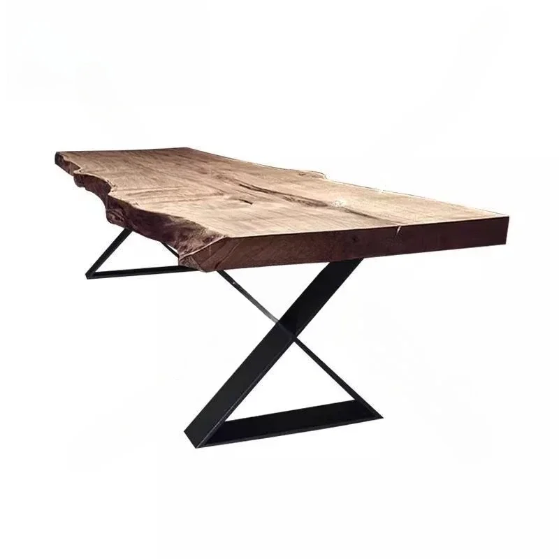 Nordic log natural side dining table creative tea table desk conference table long  log personalized clothing store wooden