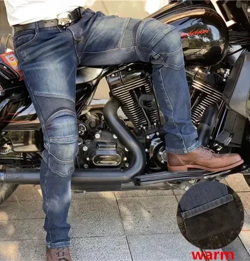 Uglybros inverno quente calças de motocicleta dos homens equitação de estrada à prova de vento proteção moto jeans preto cinza azul tamanho 28-44