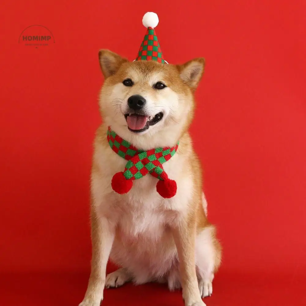 

Hand-woven Cat Snowflake Plaid Scarf Adjustable Comfortable Pet Knitted Snowflake Scarf Warm Soft Dog Christmas Bib Xmas Hat