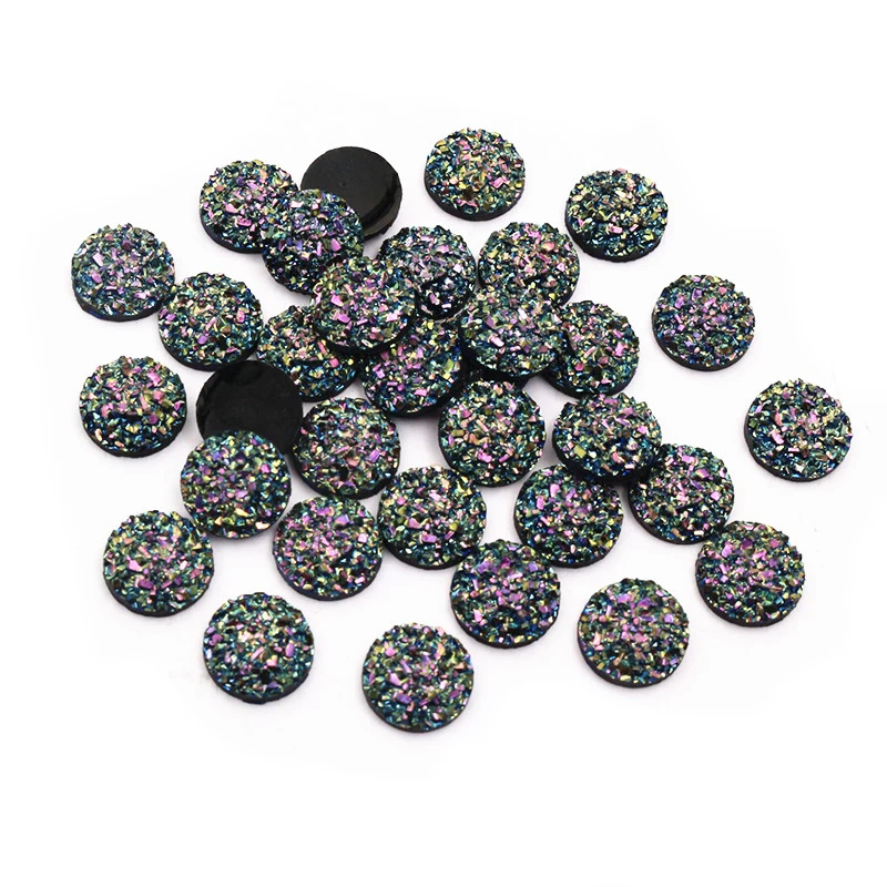 New Fashion 40pcs 8mm 10mm AB Purple Flat Back Resin Cabochons Cameo Dome DIY Jewelry Making Accessories