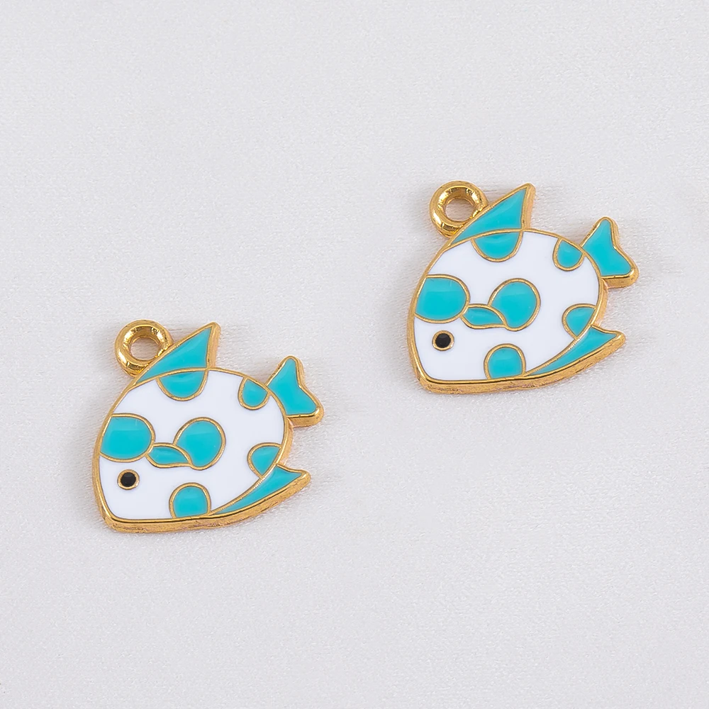 10 Stück Trend Weiße Emaille Ozean Koralle Muschel Fisch Knochen Fischschwanz Herz Charms Legierung Anhänger DIY Halskette Schlüsselanhänger Schmuckherstellung