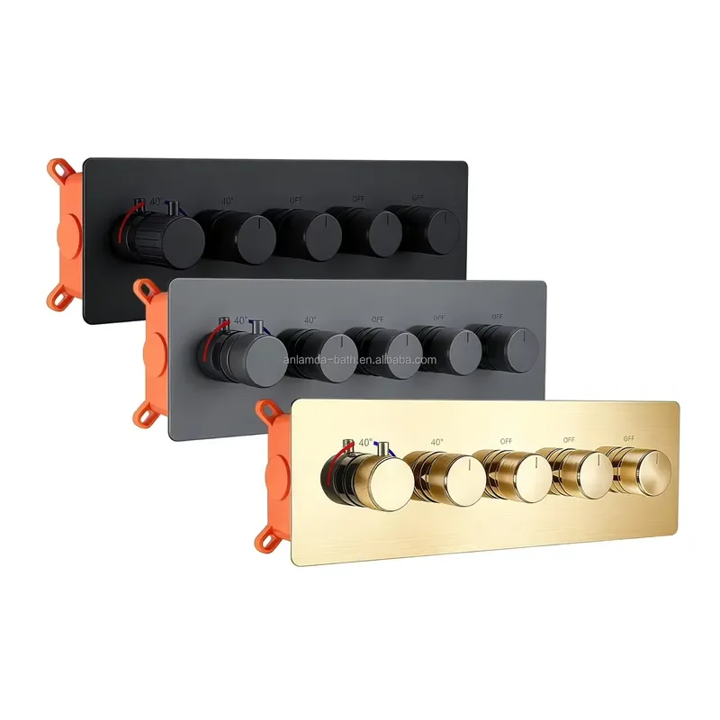 4 Way Outlet Function Brass Grey Brushed Gold Wall Mounted Concealed Shower Diverter Mixing Valve Flows Can Be Controlled