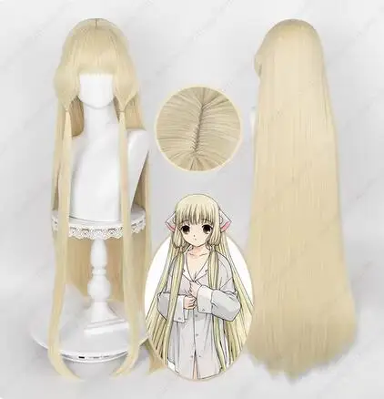 

Anime Chobits Chi Cosplay Wig Chii 120cm Long Straight Milk Golden Wigs Heat Resistant Synthetic Hair