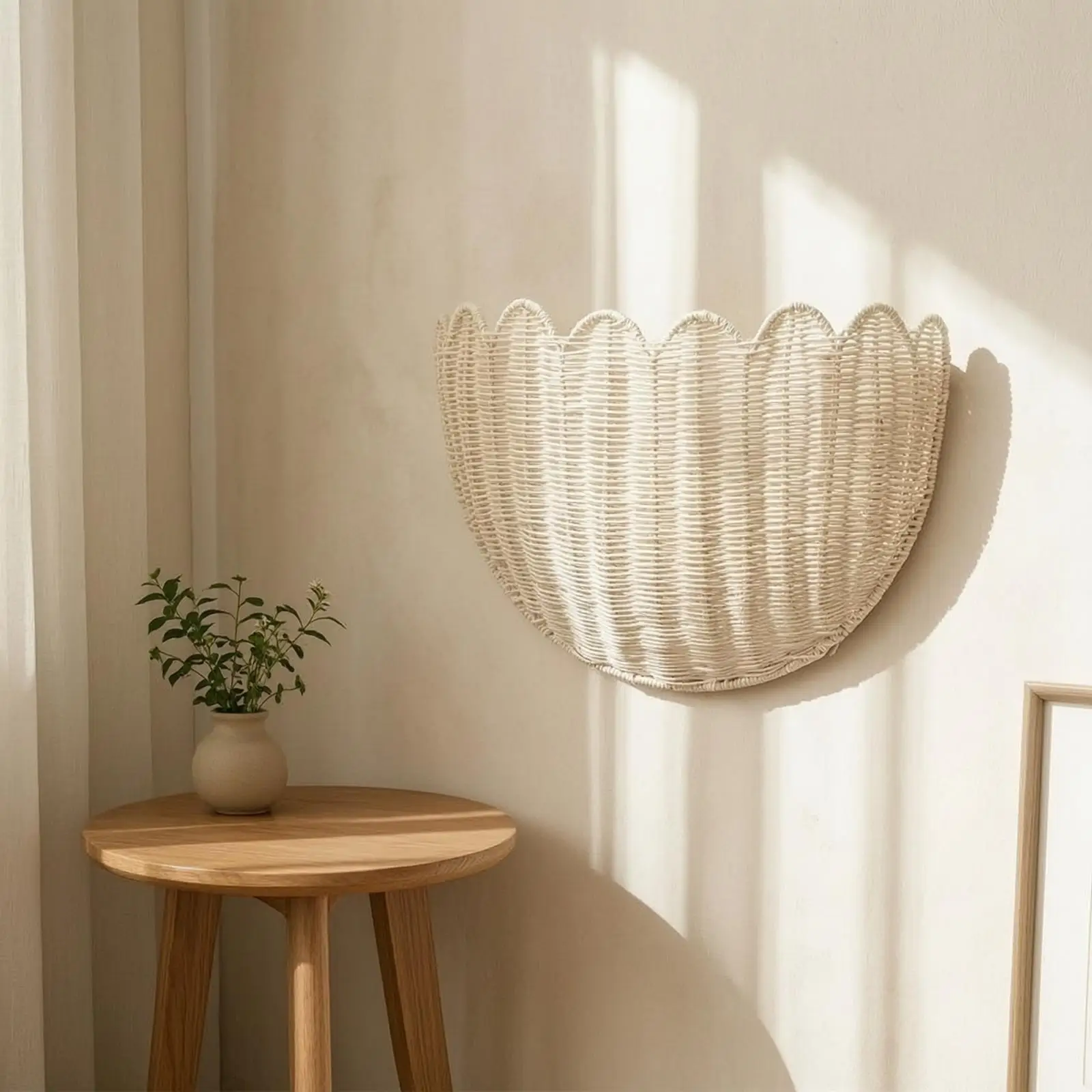 Natural Wicker Braided Wall Basket for Storage Organizing Crafts Kids Room Decor