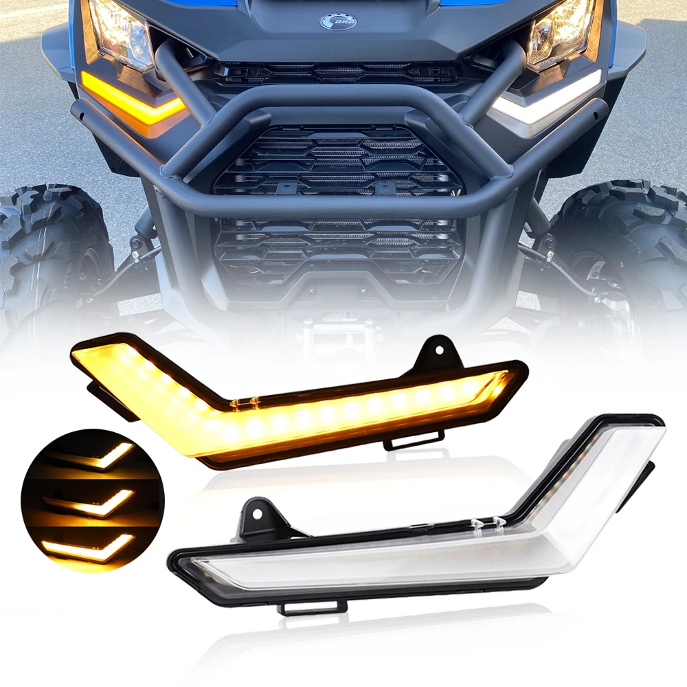 ATV LED إشارة الانعطاف الأمامية الصفراء المتدفقة الأبيض DRL لـ Can-Am Defender/ Max 2020+ Commander/Max 2021+