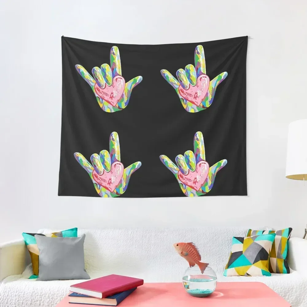 

ASL - I HEART YOU! Tapestry Wallpaper Bedroom Room Decor Cute Bedroom Decorations Aesthetic Room Decor Tapestry