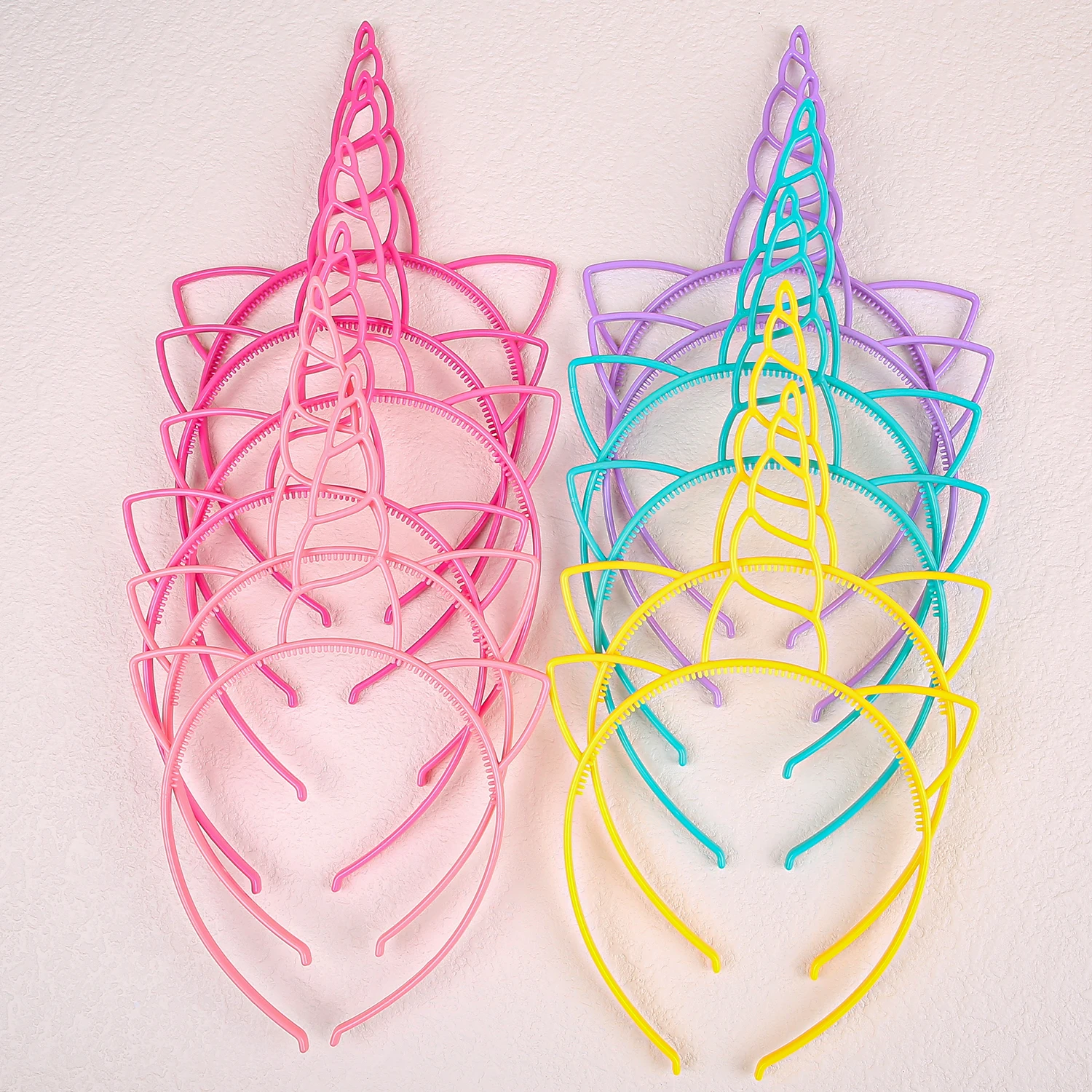 أربطة رأس بلاستيكية يونيكورن للحفلات ، لون الحلوى ، أربطة شعر للفتيات ، ديكورات عائلية ، إكسسوارات شعر ، 6 * ، 12 * #5