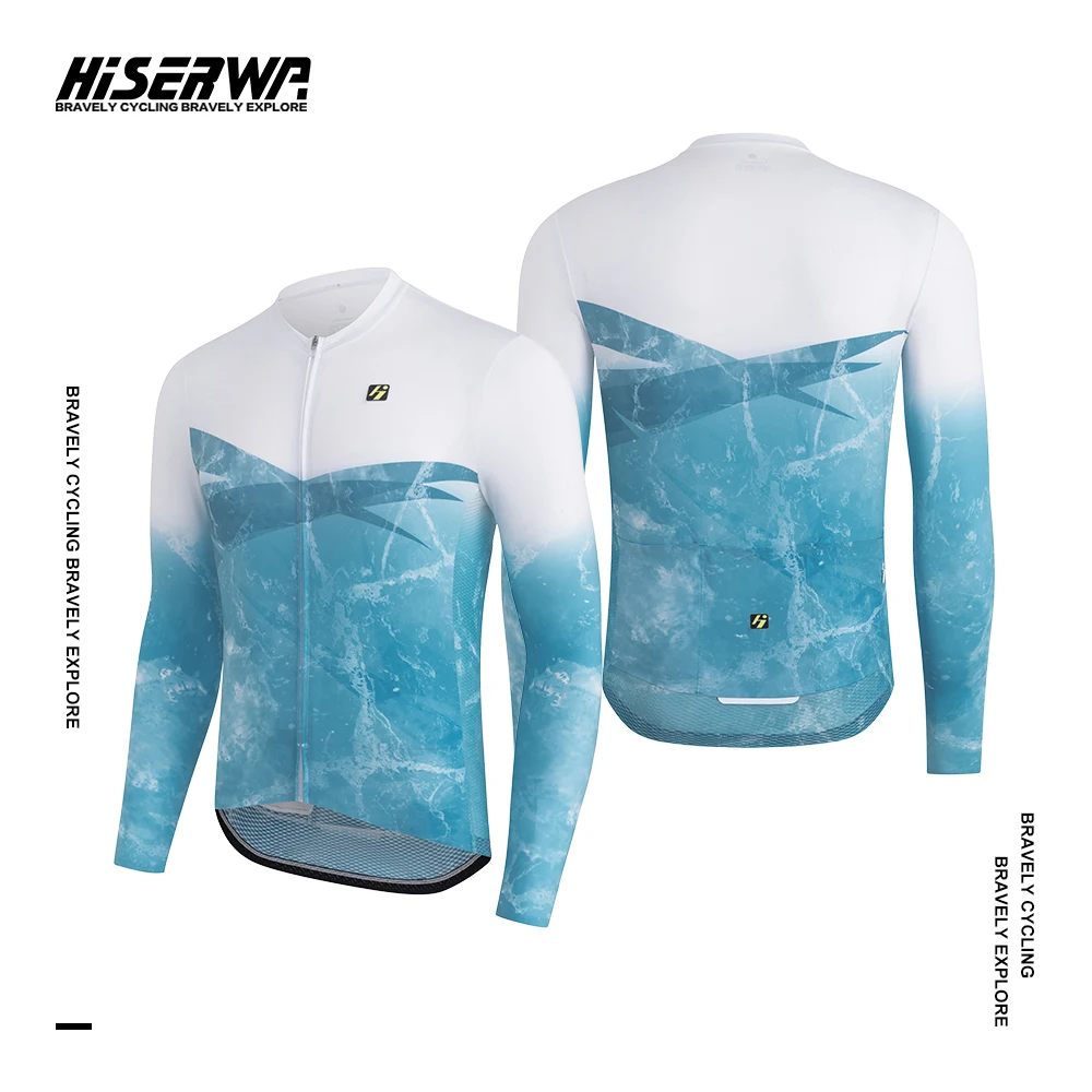 

HISERWA Men Cycling Jersey Long Sleeve Pro MTB Road Bike Cycling Jersey Team Bicycle Clothing Breathable Quick Dry Cycling Tops