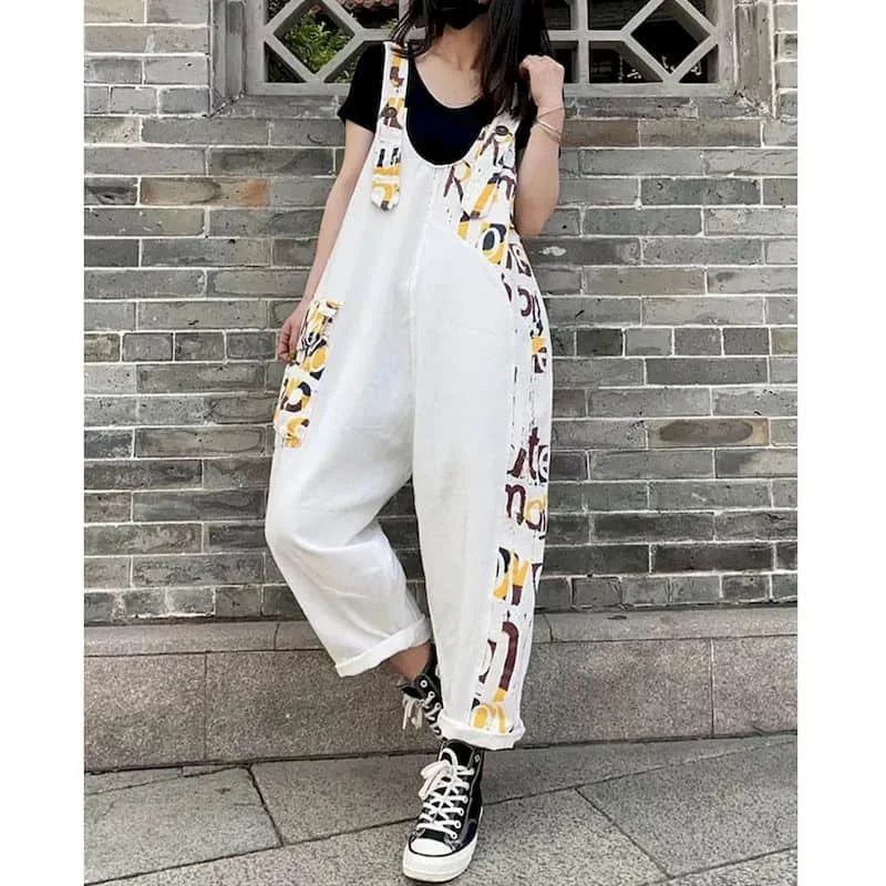 

Denim Jumpsuits for Women Korean Style Vintage Playsuits Casual Cross Pants Loose Trousers Oversized Overalls for Women Clothes