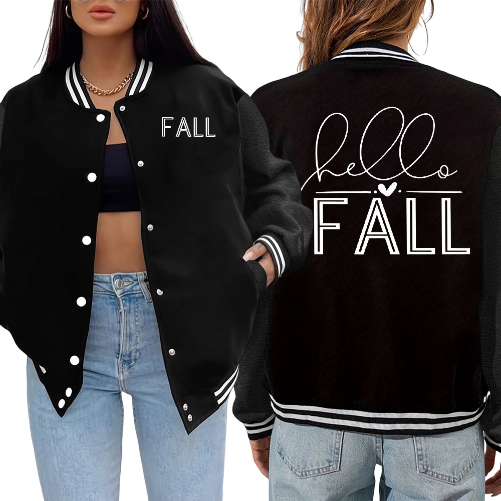 

Fall Love Art Word Design Prints Woman'S Jackets Autumn Casual Jacket Loose Comfortable Baseball Uniform Fashion Soft Clothes
