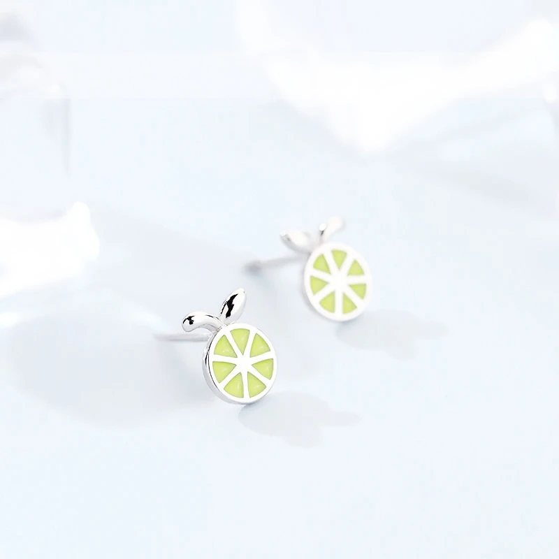 WYEAIIR 925 Sterling Silver Cute Mini Lemon Fruit Fresh Art Fine Jewelry Luxury Female Earrings