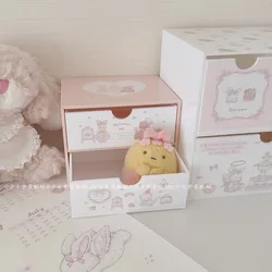 Desktop Cartoon Cosmetics Storage Box Desktop Organizer with Drawers Pen Holder Stationary Storage Rack for Office Desks