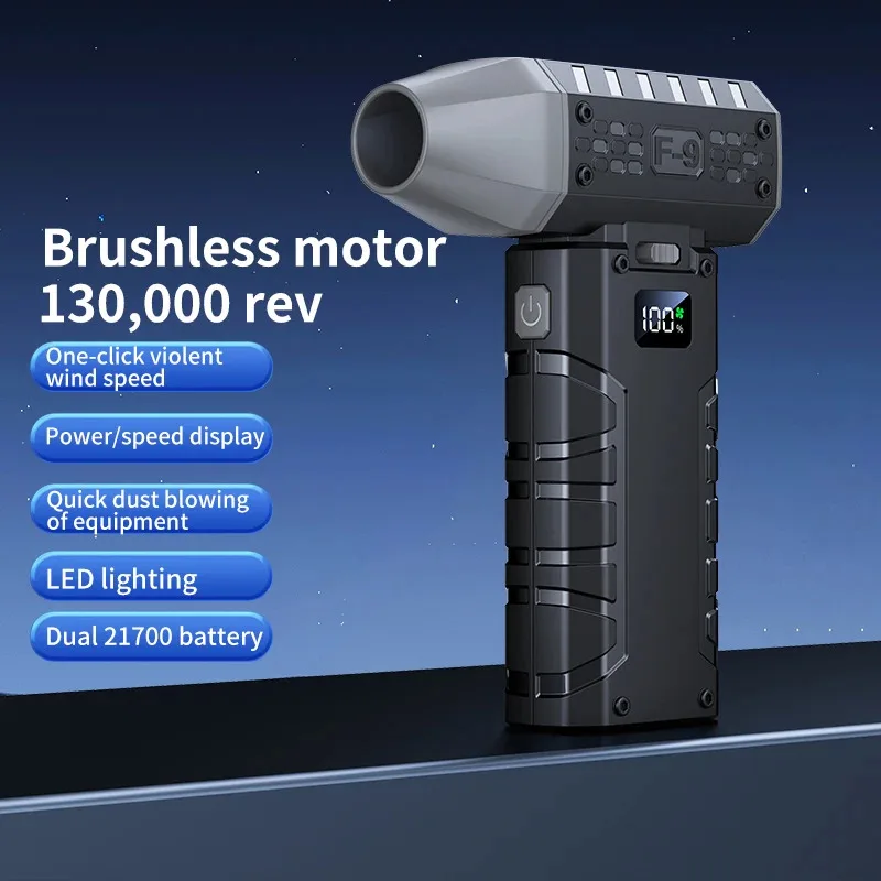 Mini Air Blower 160000 RPM Kipas Turbo Jet Elektrik Genggam Kecepatan Angin 52m/s Motor Tanpa Sikat Kipas Kuat dengan Layar LED