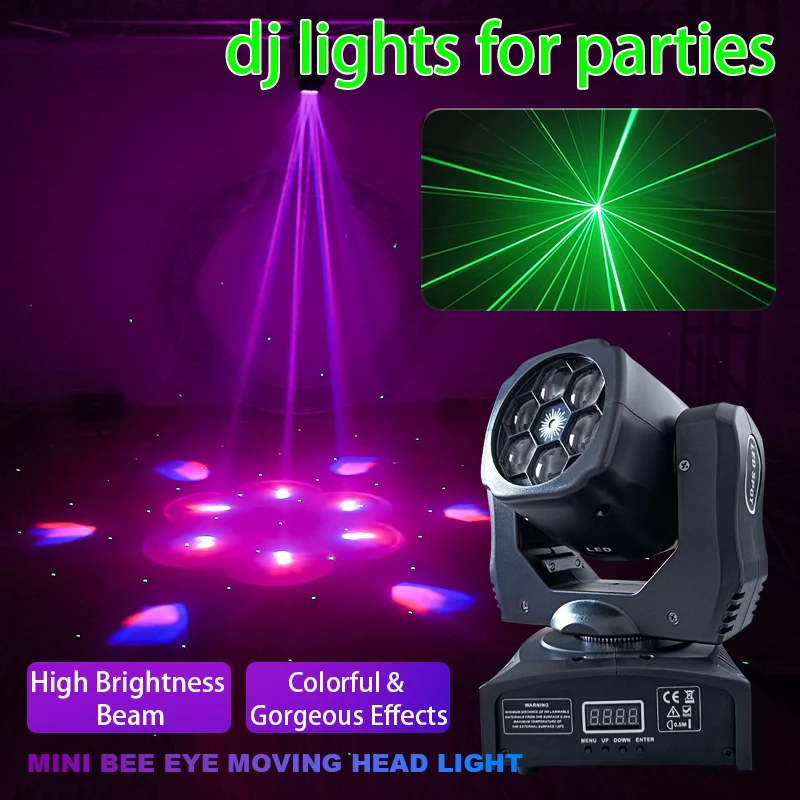 

Dj Lights for Parties LED 6x15w Beam RGBW Moving Head Lighting DMX 512 Dyeing Effect Disco Bar Light Atmosphere Party Clubs Stag
