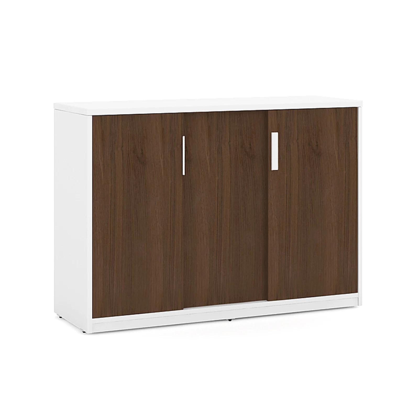 

Популярная офисная мебель в минималистичном дизайне: деревянные двери и металлические шкафы для документов.