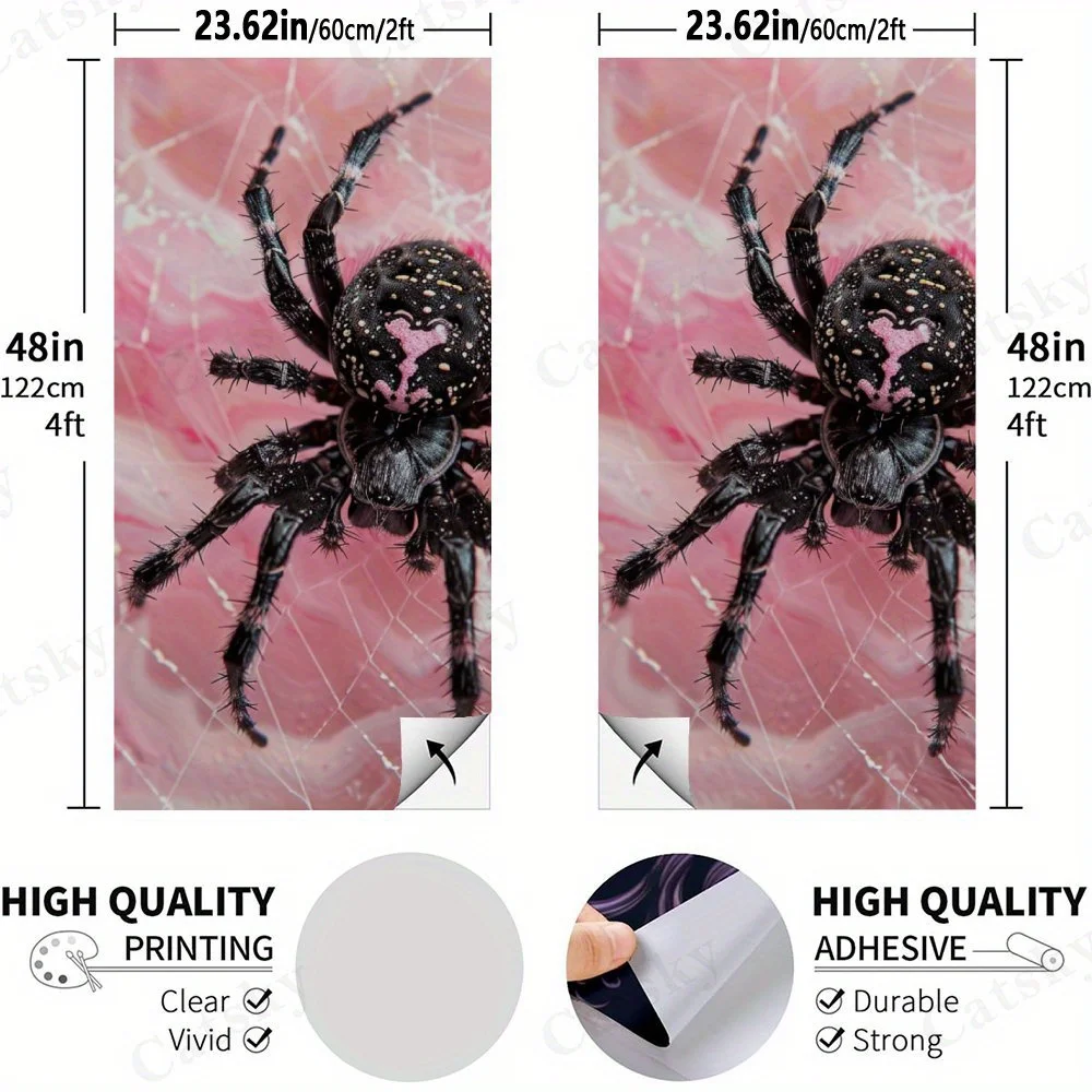 Black Spider with Pink Web Pattern Sticker,High Value! 2D Flat Vinyl Sandboard Decals - Budget-Friendly and High Value, Bubble-F