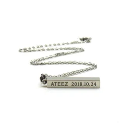 ATEEZ Ateez Long Strip Stainless Steel Pendant Necklace Fashion Casual Style Sweater Chain Couples Gifts for Fans Collection