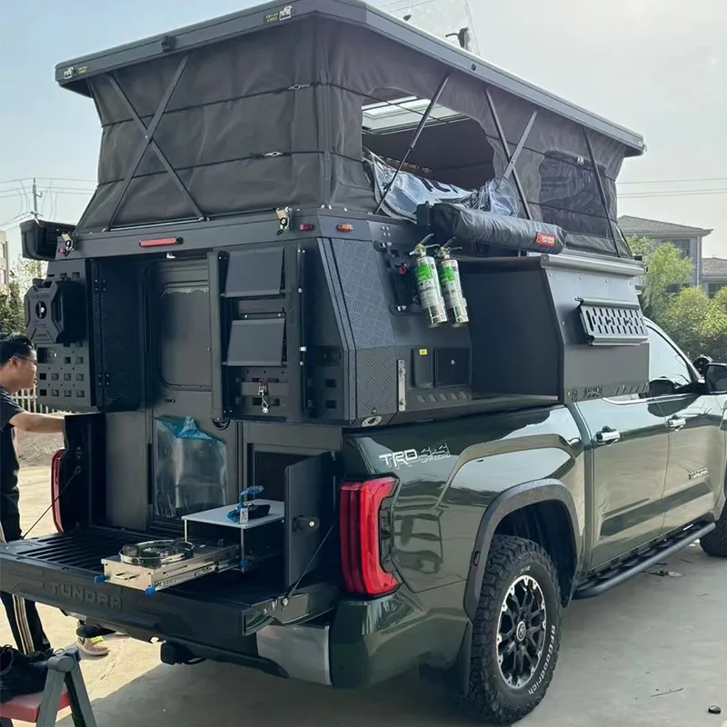 FL Custom Mini Caravan Flat Bed Ranger Pickup Truck Aluminum Canopy Popup Camper Expanded Waterproof Tent-Lightweight Hot Sale