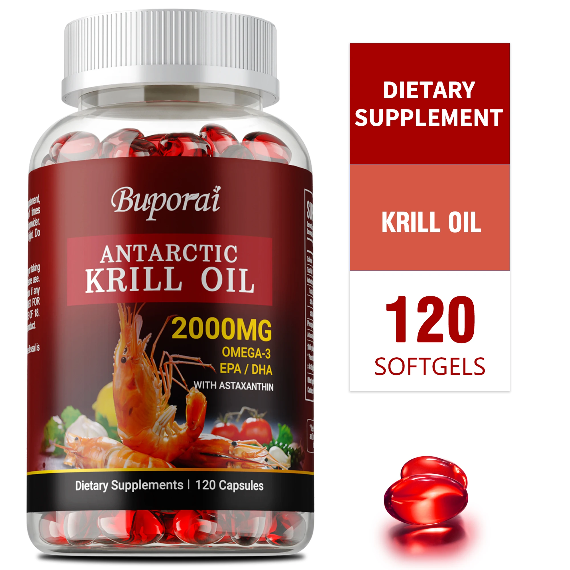 

Antarctic Krill Oil 2000MG - Promotes Heart and Cardiovascular Health, Accelerates Metabolism,Supports Eye, Joint & Skin Health