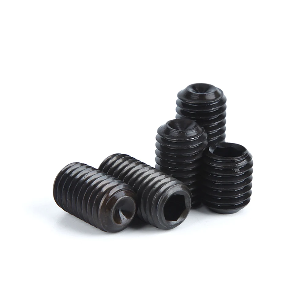 M5x4-35mm Black Oxidized 12.9 Grade Alloy Steel Allen Socket Cup Point Grub Scerw DIN916 For Car Model DIY