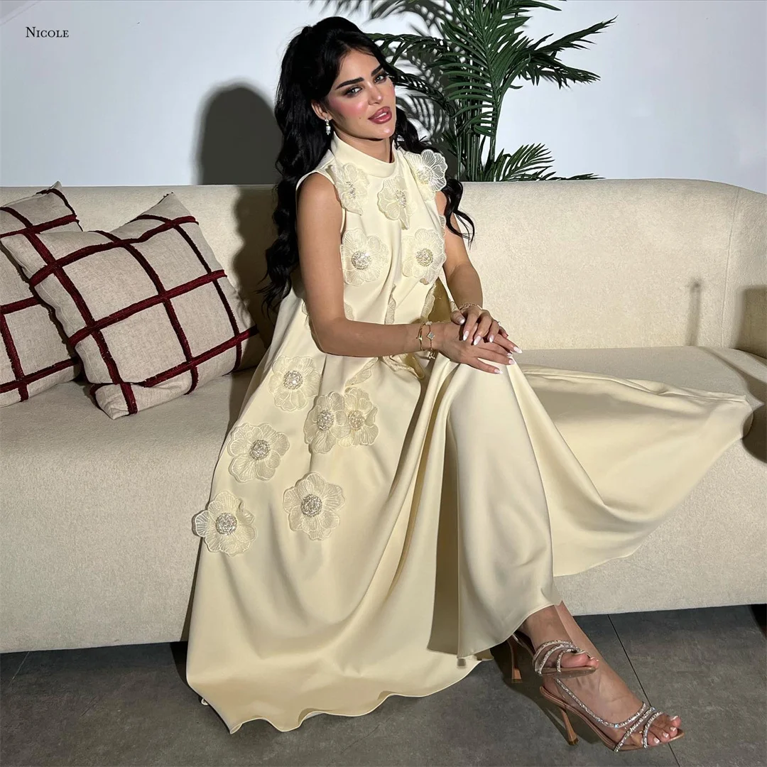 

Nicole Evening Dresses Wedding Party Dress Line A Flower Custom Made Satin Cloth Elegant Prom Dresses 2025 Luxury Ball Gowns