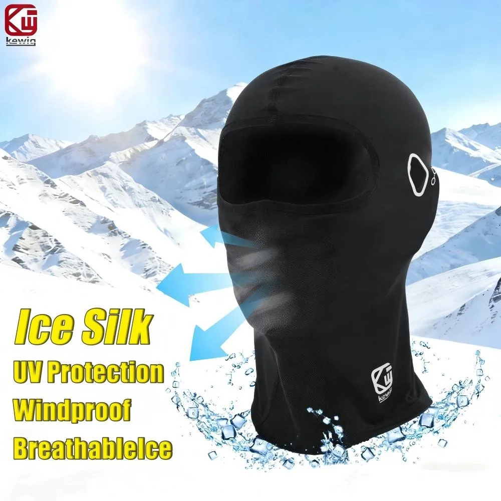 Kewig 2PCS Motorcycle Balaclava Summer UV Protection with Glasses Hole Breathable Ice Silk for Men Women Quick-Dry Cycling Mask