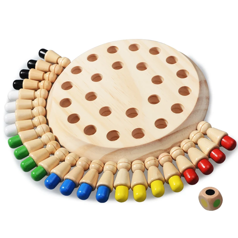 Houten Memory Match Stick Schaak Kleur Spel Bord Puzzels Montessori Educatief Speelgoed Cognitief Vermogen Leren Speelgoed Voor Kinderen